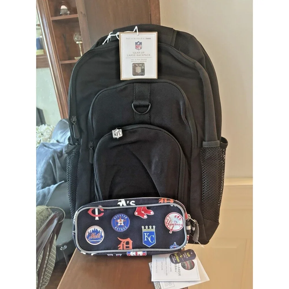 Pottery Barn School LARGE Backpack Football Baseball Travel Sport bag MLB NFL .